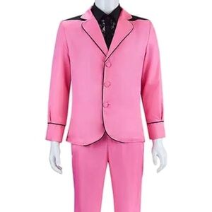 Elvis Presley Cosplay Costume Outfit Halloween Pink Men’s 3 Piece Suit Medium